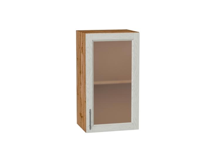 Шкаф верхний со стеклом Сканди 400 Cappuccino Softwood / Дуб Вотан