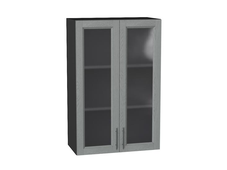 Шкаф верхний со стеклом Сканди 600Н Grey Softwood / Graphite
