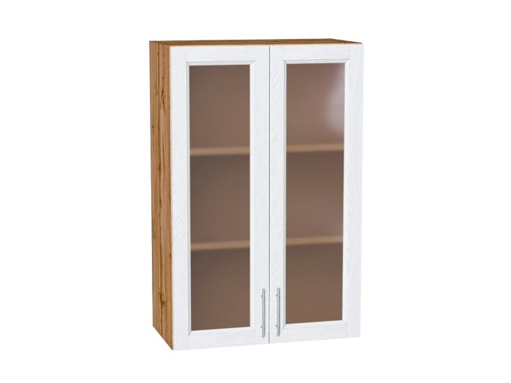 Шкаф верхний со стеклом Сканди 600Н White Softwood / Дуб Вотан