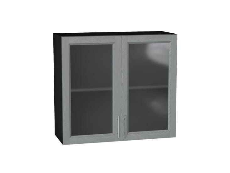 Шкаф верхний со стеклом Сканди 800 Grey Softwood / Graphite