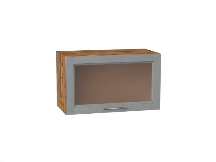 Шкаф верхний горизонтальный со стеклом Сканди 600 Grey Softwood / Дуб Вотан