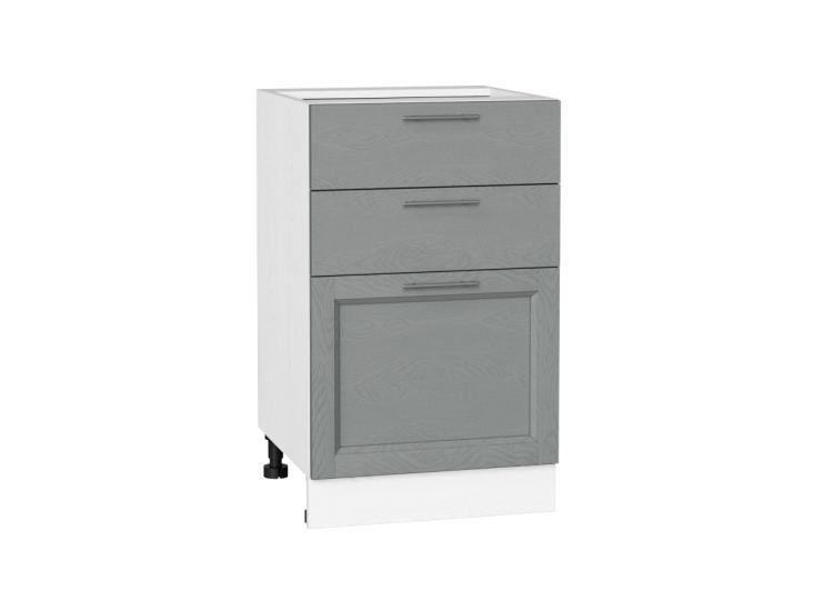 Шкаф нижний с 3-мя ящиками Сканди 500 Grey Softwood / Белый
