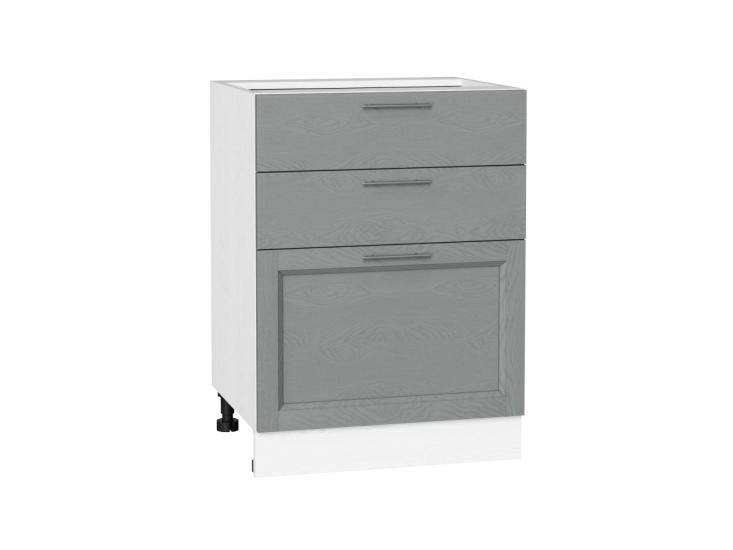 Шкаф нижний с 3-мя ящиками Сканди 600 Grey Softwood / Белый