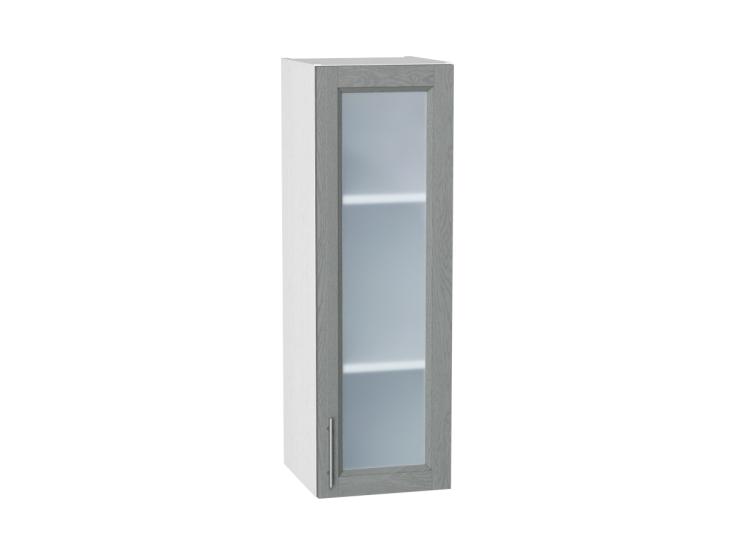Шкаф верхний со стеклом Сканди 300Н Grey Softwood / Белый