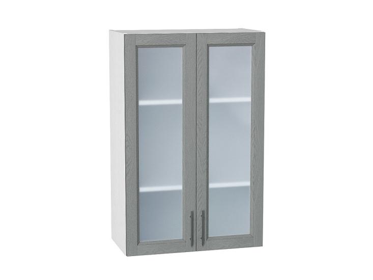 Шкаф верхний со стеклом Сканди 600Н Grey Softwood / Белый