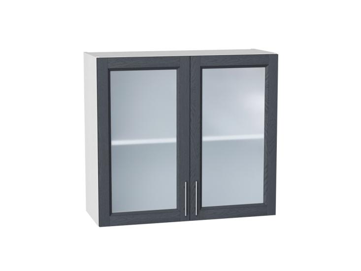 Шкаф верхний со стеклом Сканди 800 Graphite Softwood / Белый