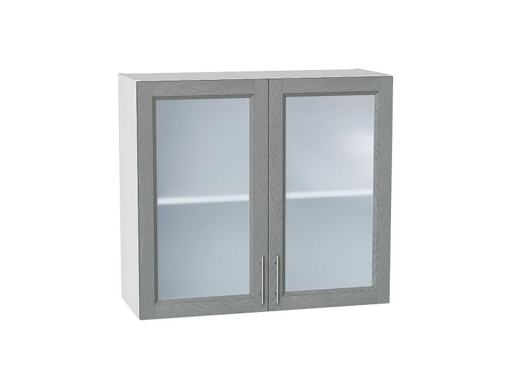 Шкаф верхний со стеклом Сканди 800 Grey Softwood / Белый