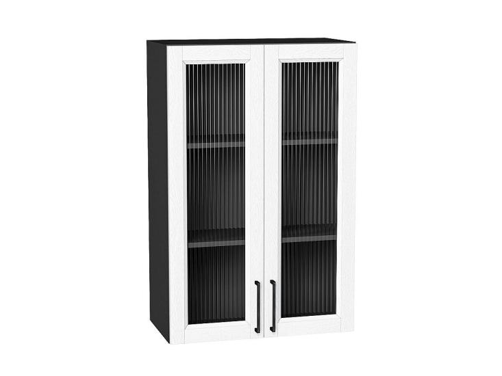 Шкаф верхний со стеклом Сканди 600Н White Silkwood / Graphite