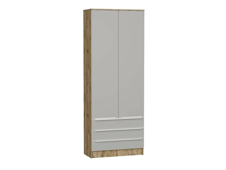 Шкаф двухстворчатый Стиль ШК-803 с ящиками Silky Light Grey / Дуб Вотан