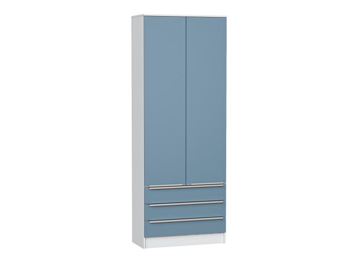 Шкаф двухстворчатый Стиль ШК-803 с ящиками Silky Blue / Белый