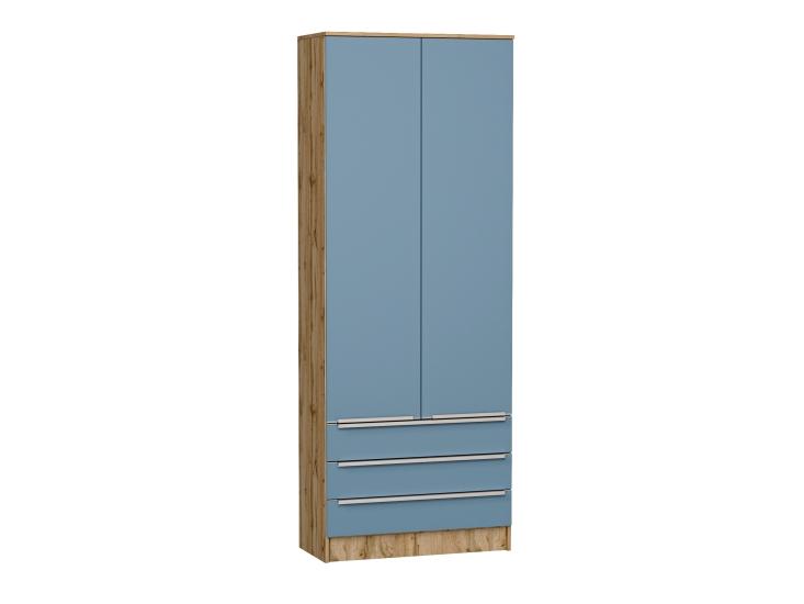Шкаф двухстворчатый Стиль ШК-803 с ящиками Silky Blue / Дуб Вотан