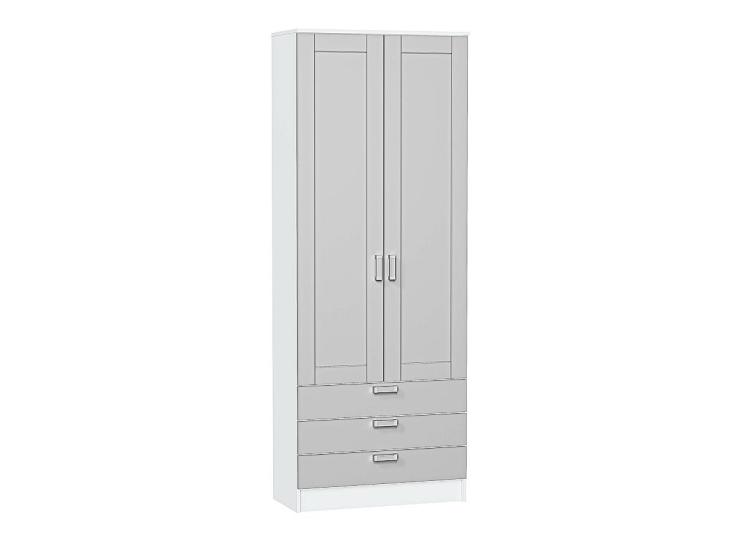 Шкаф двухстворчатый Стиль / Лофт ШК-803 с ящиками Grey Silk / Белый