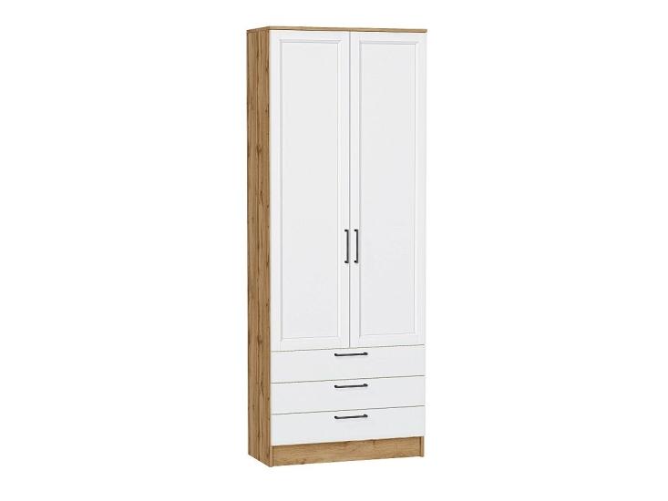 Шкаф двухстворчатый Стиль ШК-803 с ящиками White Silkwood / Дуб Вотан