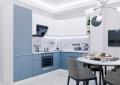 Угловая кухня Фьюжн-04 Silky Blue/Silky White