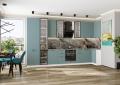 Угловая кухня Флэт-05 (полки Стекло) Grey-green In 2S / Белый