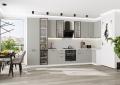 Угловая кухня Флэт-05 (полки Стекло) Light Grey In 2S / Белый