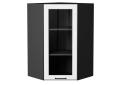Шкаф верхний угловой со стеклом Барселона 590Н Белый / Graphite