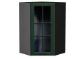Шкаф верхний угловой со стеклом Дублин 590Н Special Green / Graphite