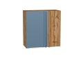 Шкаф верхний прямой угловой Фьюжн 700 Silky Blue / Дуб Вотан