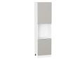 Шкаф пенал под бытовую технику Фьюжн 600Н (для верхних шкафов 920) Silky Light Grey / Белый