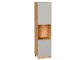 Шкаф пенал под бытовую технику Фьюжн 600Н (для верхних шкафов 920) Silky Light Grey / Дуб Вотан
