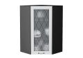 Шкаф верхний угловой со стеклом Ницца 590Н Белый / Graphite