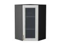Шкаф верхний угловой со стеклом Шале 590Н White Dreamline / Graphite