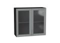 Шкаф верхний со стеклом Сканди 800 Grey Softwood / Graphite
