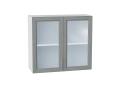 Шкаф верхний со стеклом Сканди 800 Grey Softwood / Белый
