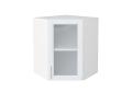 Шкаф верхний угловой со стеклом Сканди 590 White Softwood / Белый