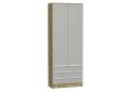 Шкаф двухстворчатый Стиль ШК-803 с ящиками Silky Light Grey / Дуб Вотан
