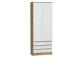 Шкаф двухстворчатый Стиль ШК-803 с ящиками Silky White / Дуб Вотан