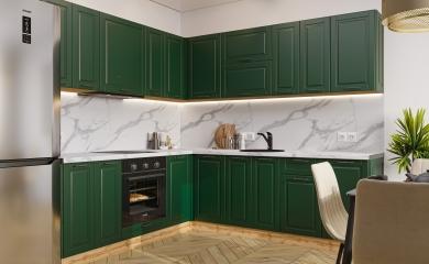 Угловая кухня Дублин-02 Special Green / Дуб Вотан