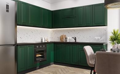 Угловая кухня Дублин-02 Special Green / Graphite