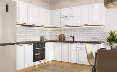 Угловая кухня Дублин-02 Special White / Дуб Вотан