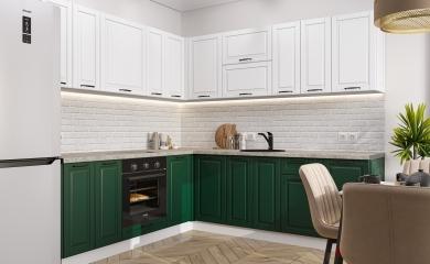 Угловая кухня Дублин-02/Б Special White/Special Green