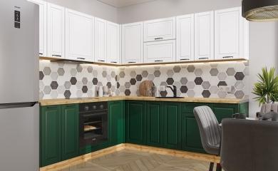 Угловая кухня Дублин-02/Д Special White/Special Green