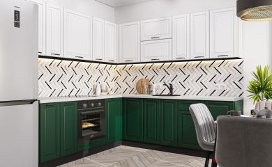Угловая кухня Дублин-02/G Special White/Special Green