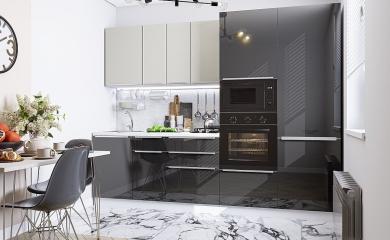 Кухня Фьюжн-07 Silky Light Grey/Anthracite