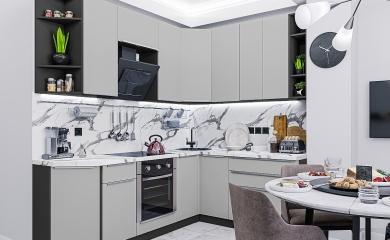 Угловая кухня Фьюжн-04 Silky Light Grey