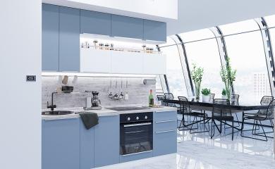 Кухня Фьюжн-01 Silky Blue/Silky White