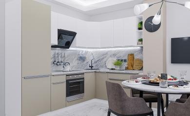 Угловая кухня Фьюжн-04 Silky Grey/Silky White