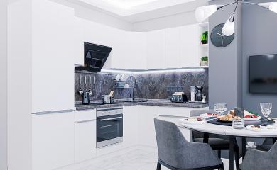 Угловая кухня Фьюжн-04 Silky White