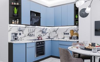 Угловая кухня Фьюжн-04 Silky Blue