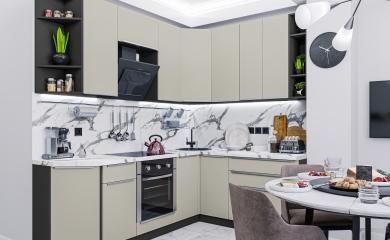 Угловая кухня Фьюжн-04 Silky Grey