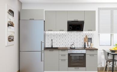 Кухня Флэт-01 Light Grey In 2S / Белый