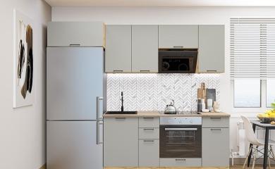 Кухня Флэт-01 Light Grey In 2S / Дуб Вотан