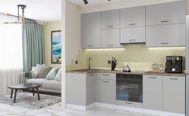 Угловая кухня Флэт-04 Light Grey In 2S / Белый
