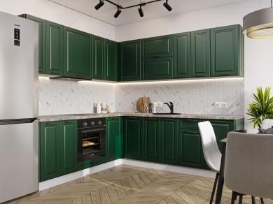 Угловая кухня Дублин-02 Special Green / Белый