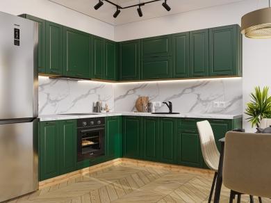 Угловая кухня Дублин-02 Special Green / Дуб Вотан